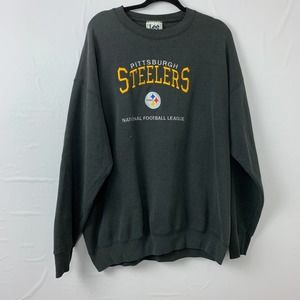 Lee Sport Gray Pittsburgh Steelers Embroidered Logo Pull Over Sweatshirt